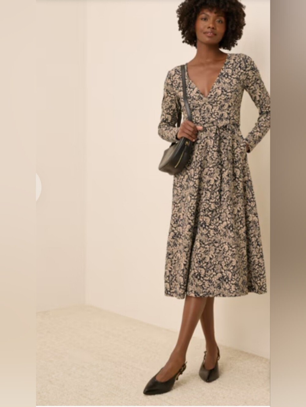 Pact: Fit & Flare Midi Dress in Paisley Black